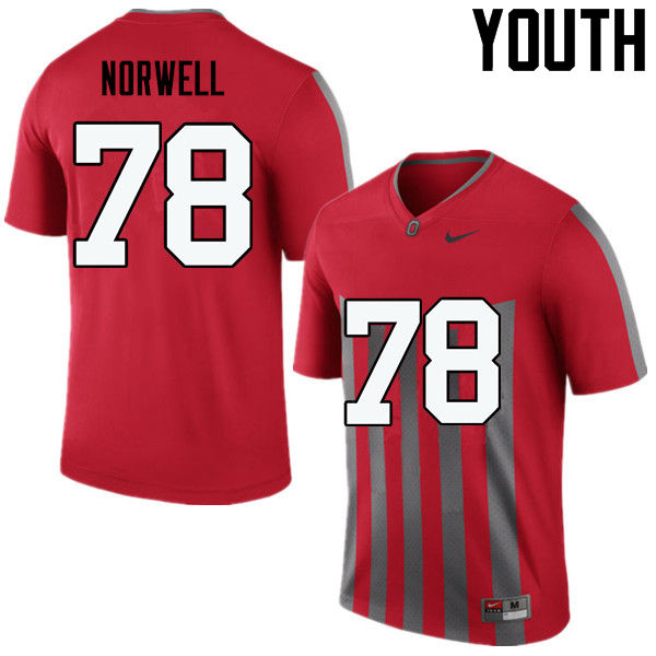 Ohio State Buckeyes Andrew Norwell Youth #78 Throwback Game Stitched College Football Jersey